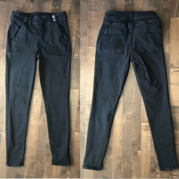 American Eagle Outfitters Black Hi-Rise Side-Button Jegging Jeans Size 6 - Picture 2 of 9